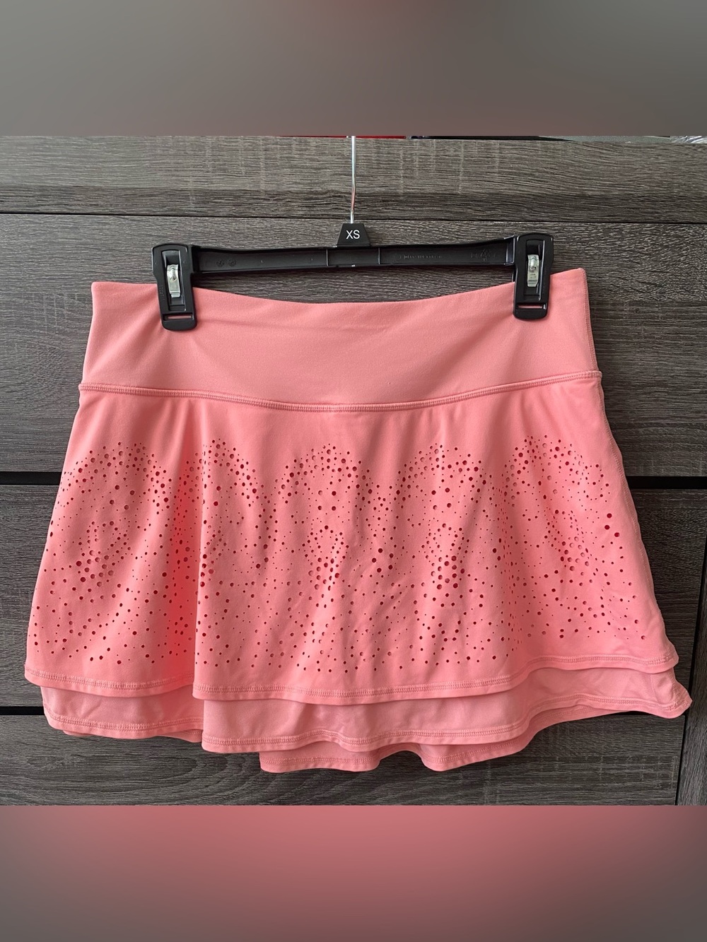 Ideology Coral Pink Laser-Cut Circle Skater Skort